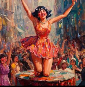 AI girl dancing on table 3