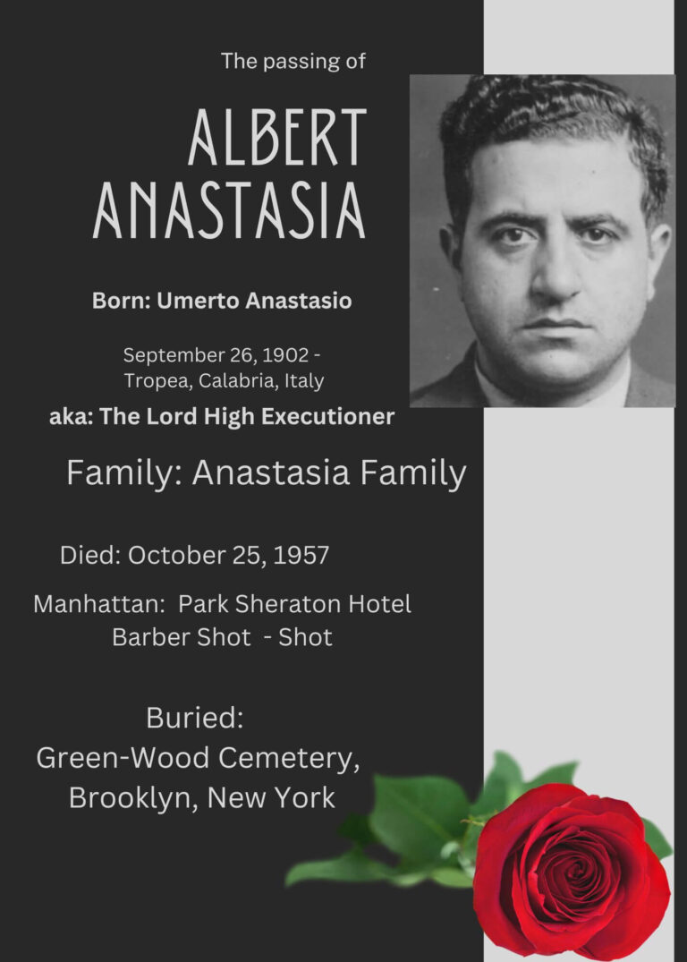 Albert Anastasia Funeral Card