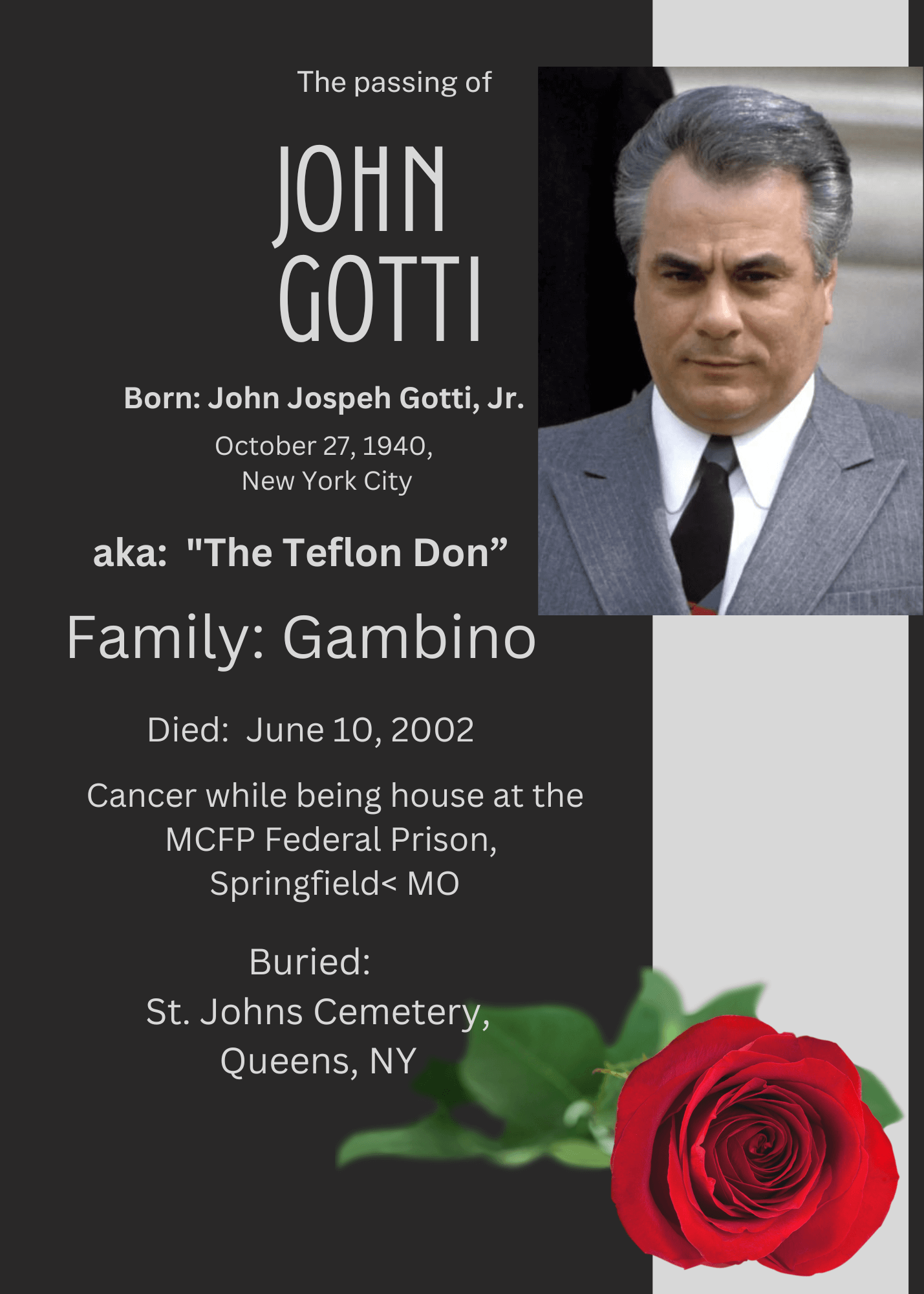 John Gotti Funeral Card